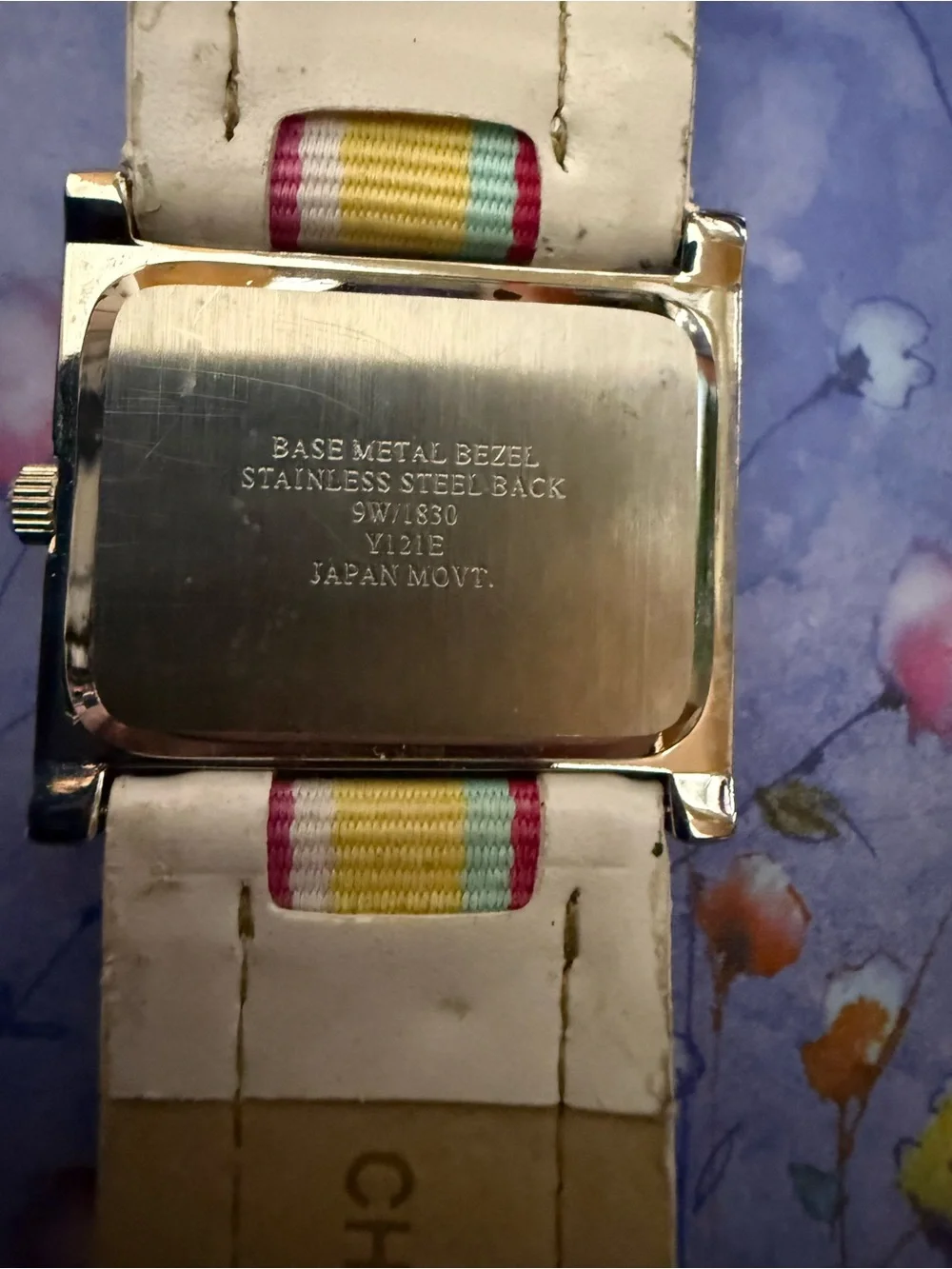 Striped Preppy Pastel Ribbon Nine West Watch - Yellow & Pink